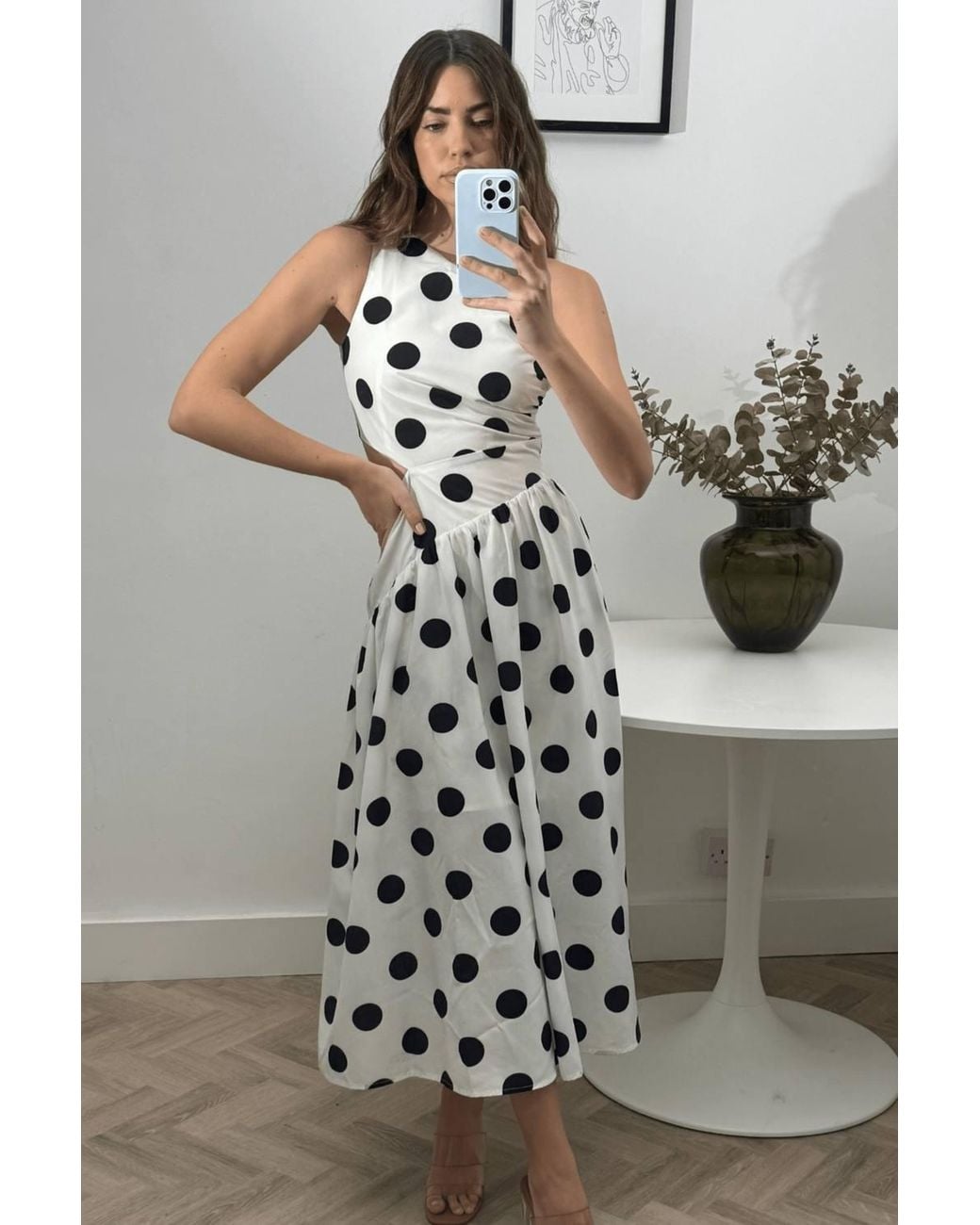Style Cheat White Jasmine One-Shoulder Cut-Out Midi Mono Dress