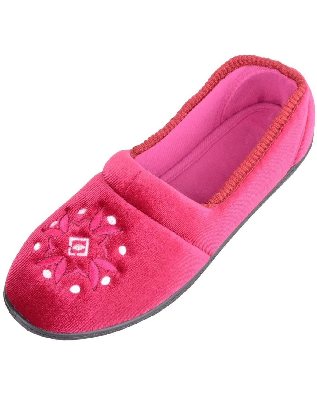Absolute Footwear Pink Smooth Velour Style Slip On Slippers/Indoor Shoes