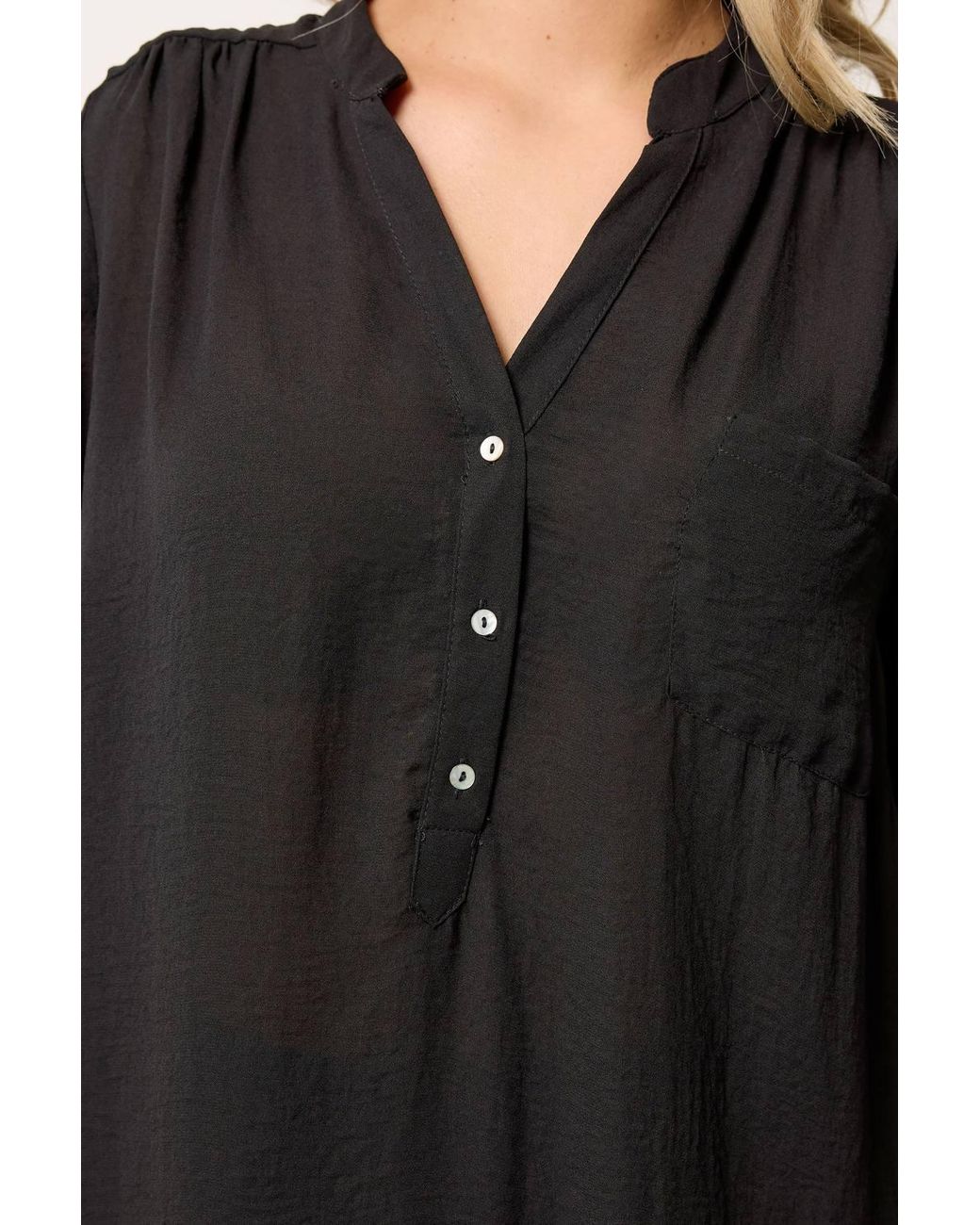 Yours Black Half Placket Shirt