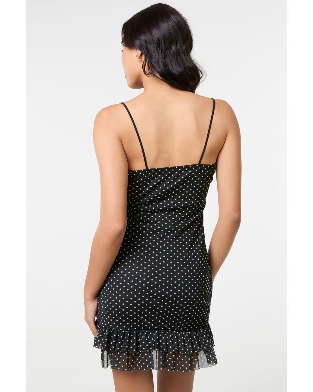 Pink Vanilla Black Polka Dot Mesh Cap Sleeve Mini Dress