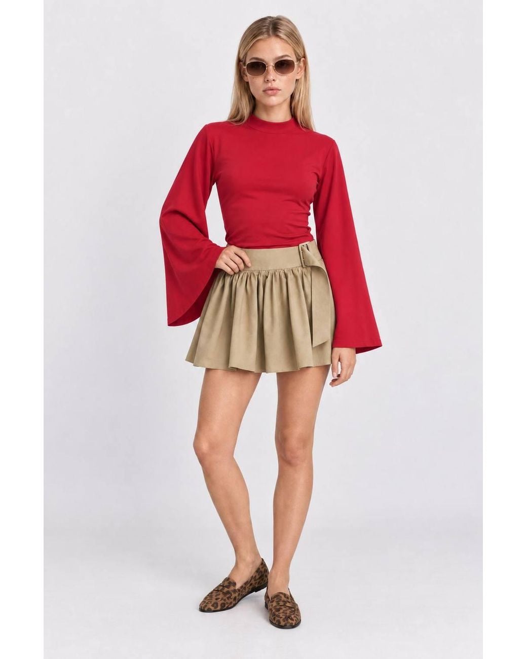 Happiness İstanbul Red Crew Neck Long Sleeve Blouse
