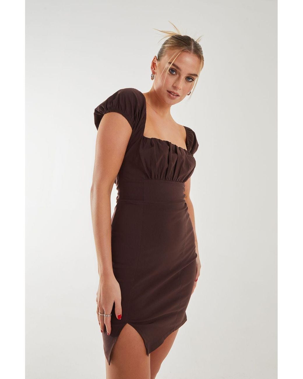 Pink Vanilla Brown Tie Back Mini Dress