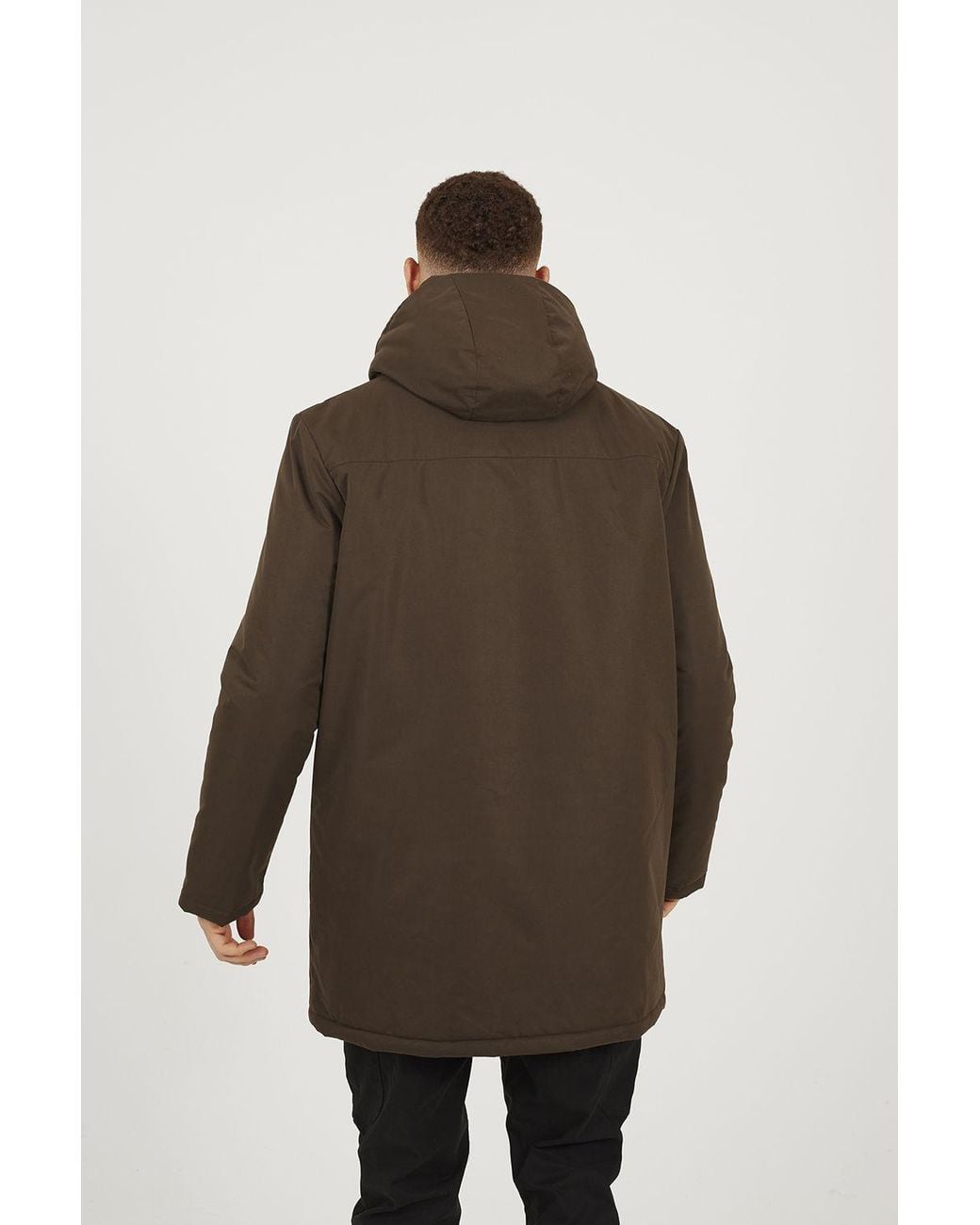 Brave Soul Brown Padded Zip Through Mac Coat for men