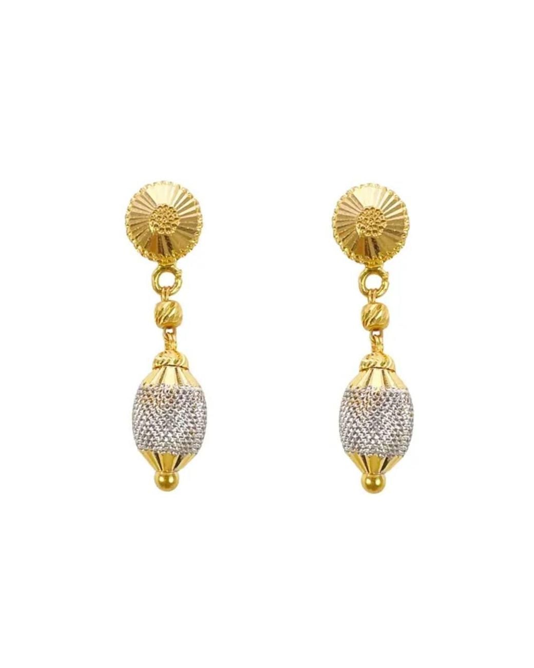 Raina Jewels Metallic 22Ct Diamond-Cut Textured Two-Tone Drop Earrings