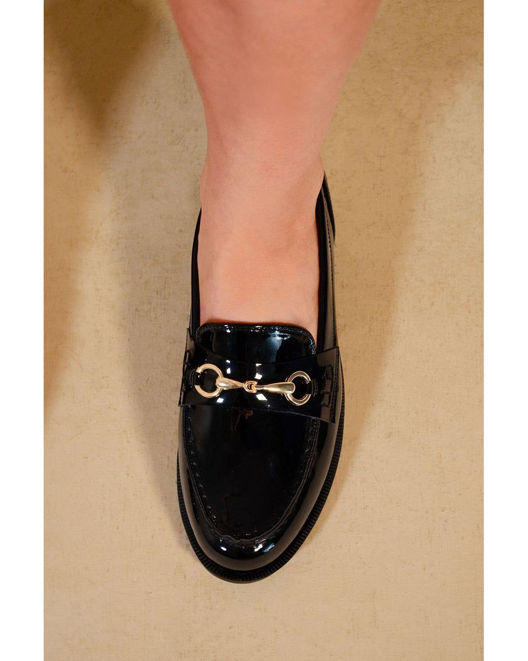 Where's That From Black 'Adalira' Wide Fit Round Toe Single Metal Bar Loafers