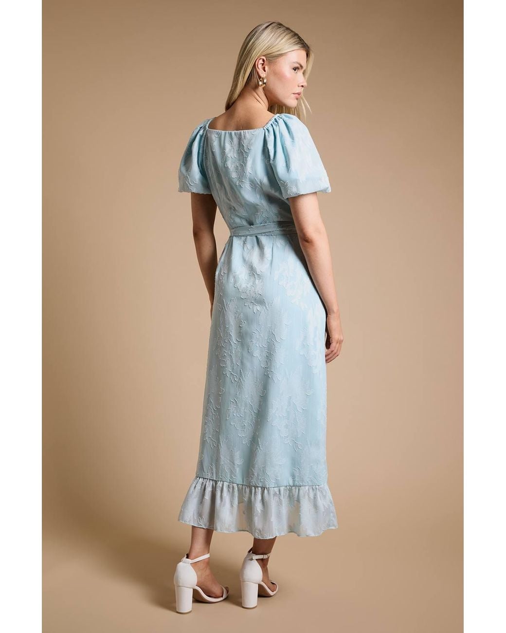 Dorothy Perkins Blue Dp Luxe Ruffle Wrap Midi Dress