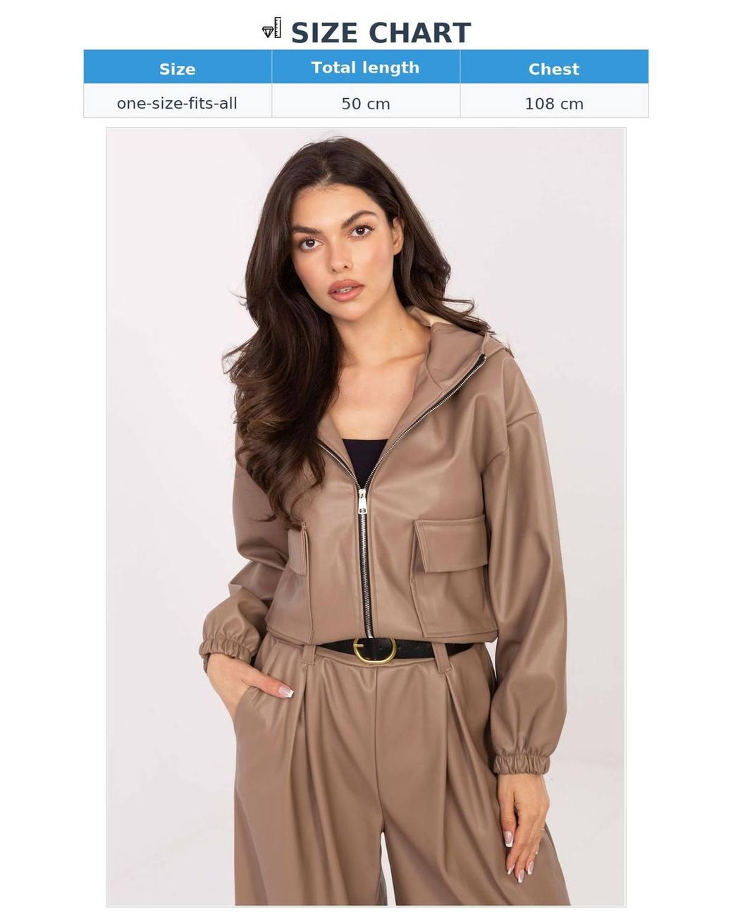 Love Lace Brown Stylish Short Zip Jacket With Flap Pockets
