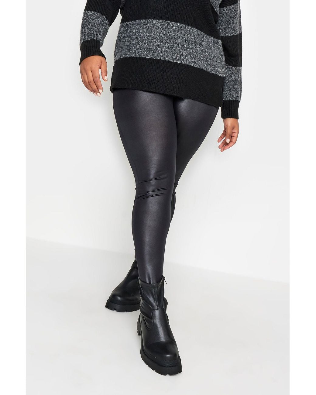 Yours Black Leather Look Leggings
