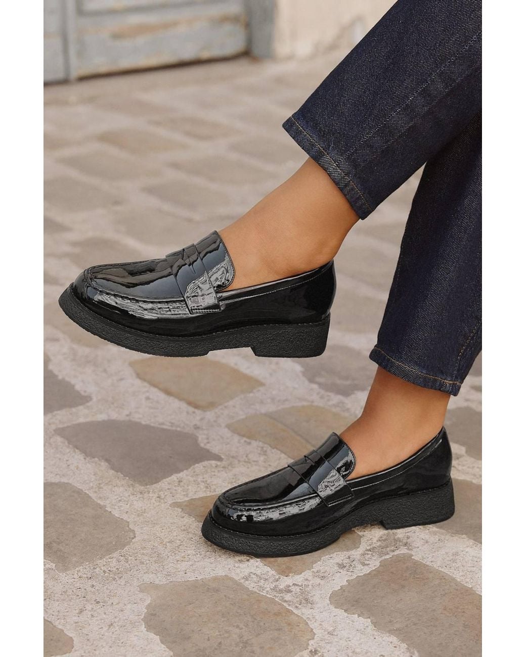 Linzi Black Hilton Patent Penny Loafer