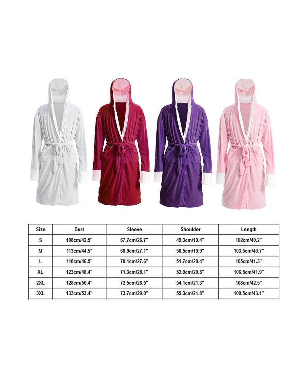 MODISHION Red Contrast Colour Flannel Hooded Dressing Gown