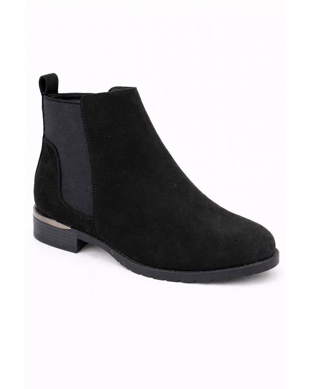 Spot on Black Wide Fit Low Heel Ankle Boot With Elastic Gusset