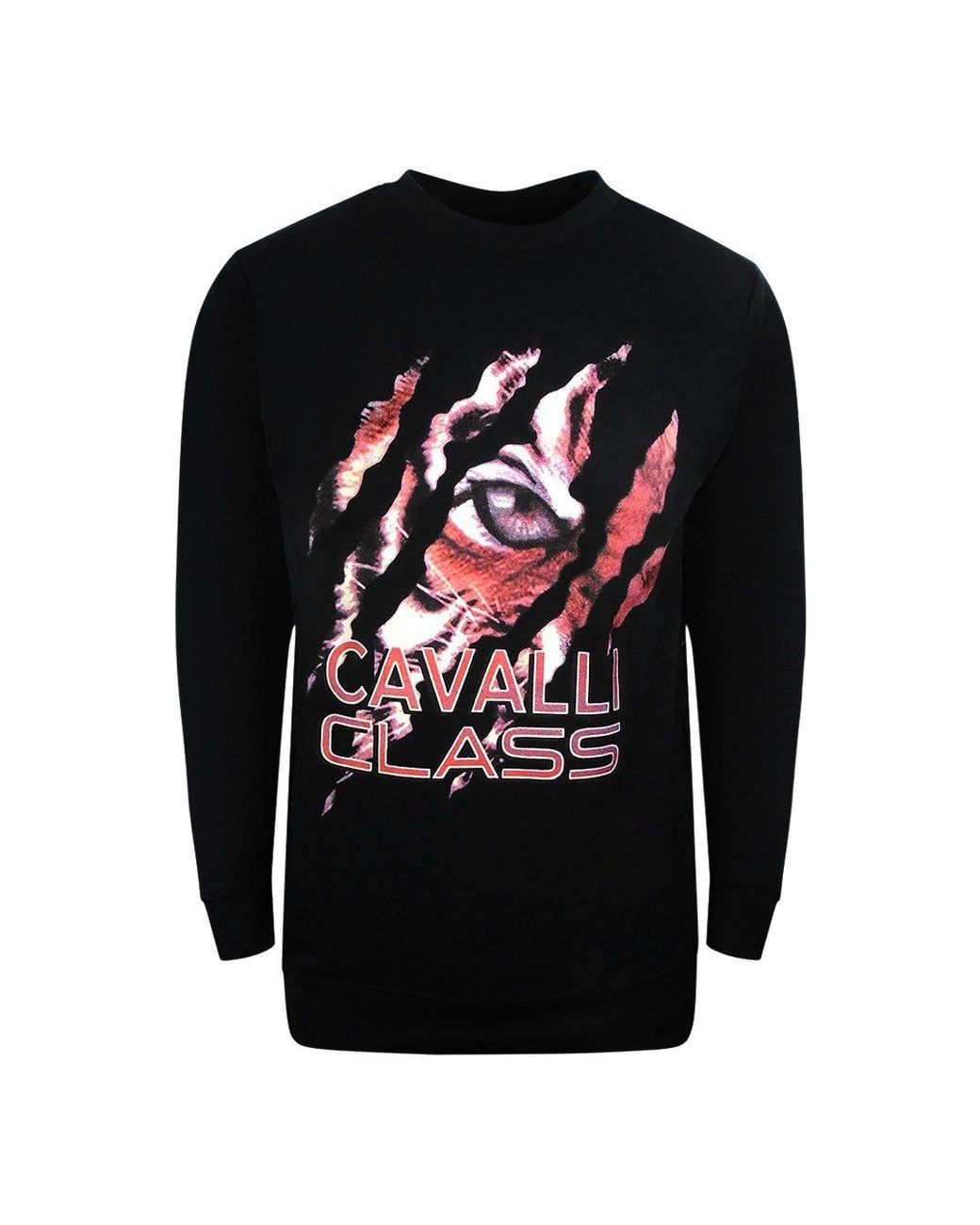 Roberto Cavalli Black Peeking Tiger Design Sweatshirt for men
