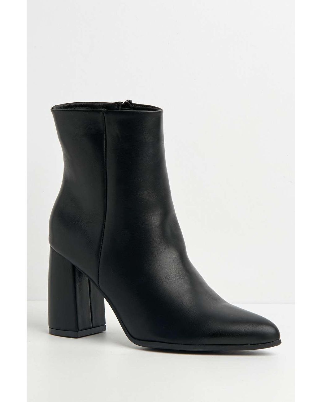 Miss Diva Black Billie Pointed Toe Block Heel Ankle Boots