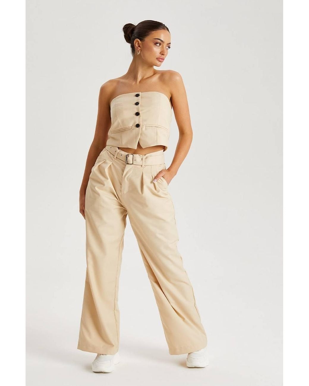 Urban Bliss Natural Wide Leg Tailored Trouser