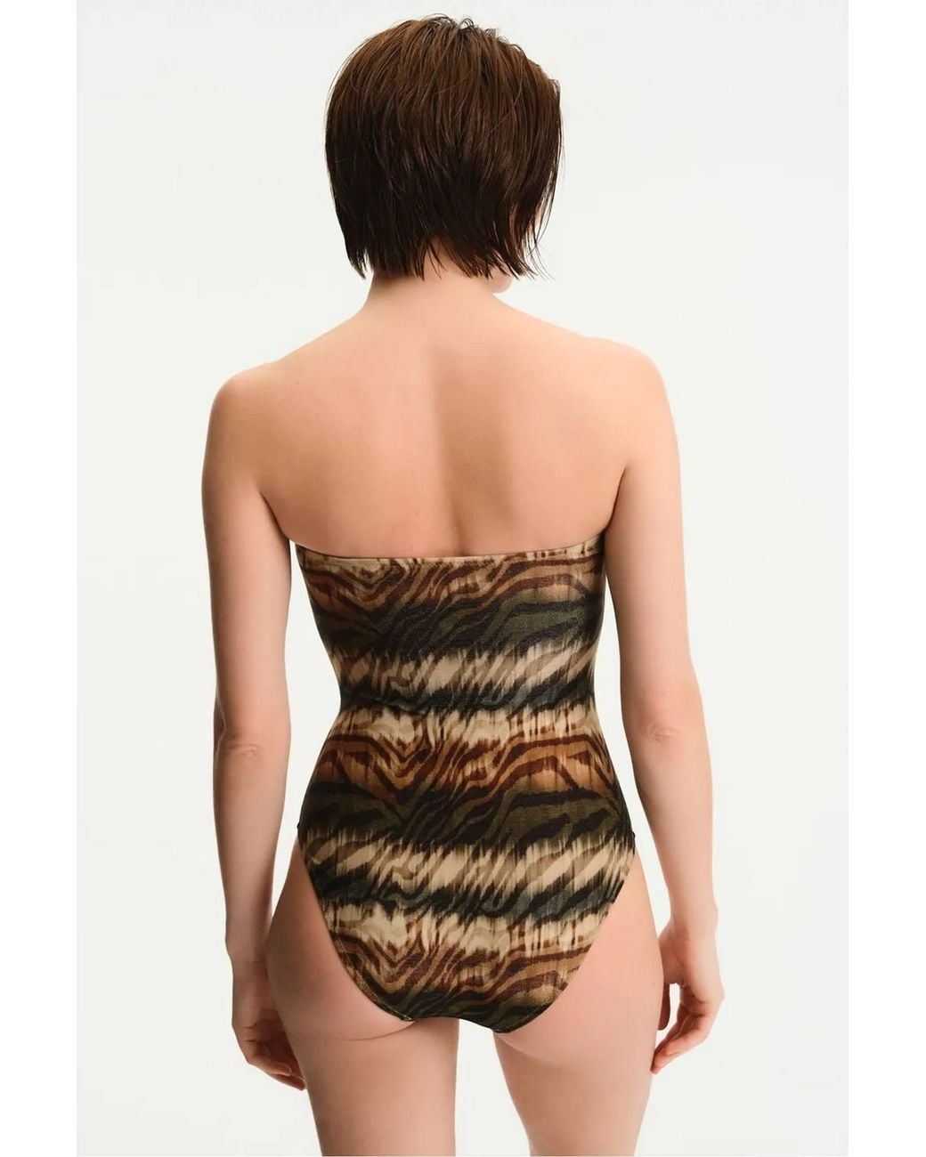 Penti Multicolor Cesira Strapless Zebra Pattern Shimmer Swimsuit
