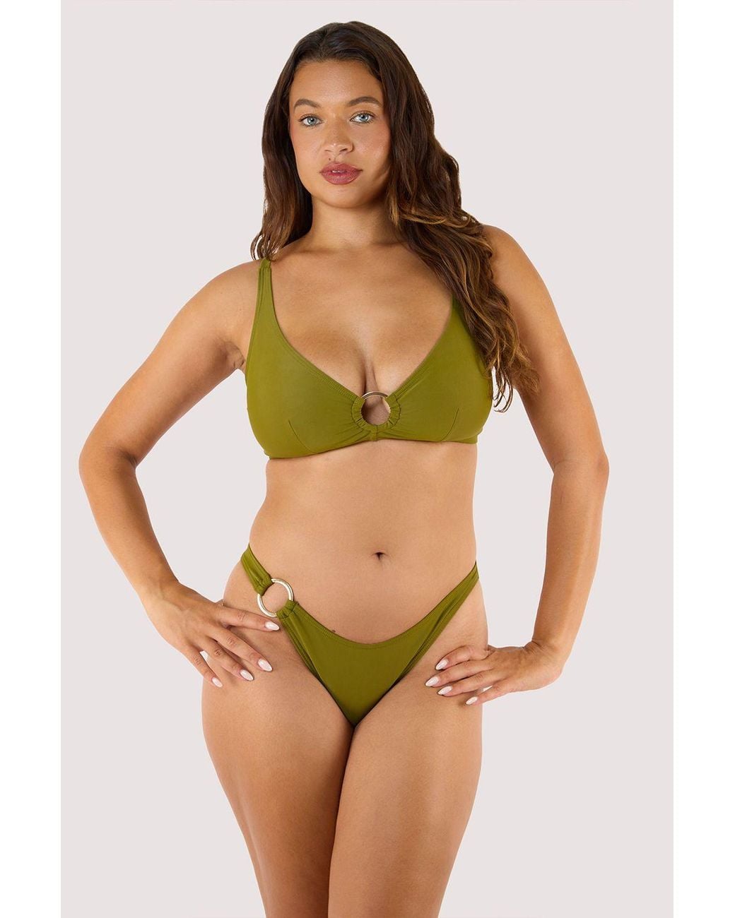 Wolf & Whistle Green Kalahari 'Bikini Brief With Ring'