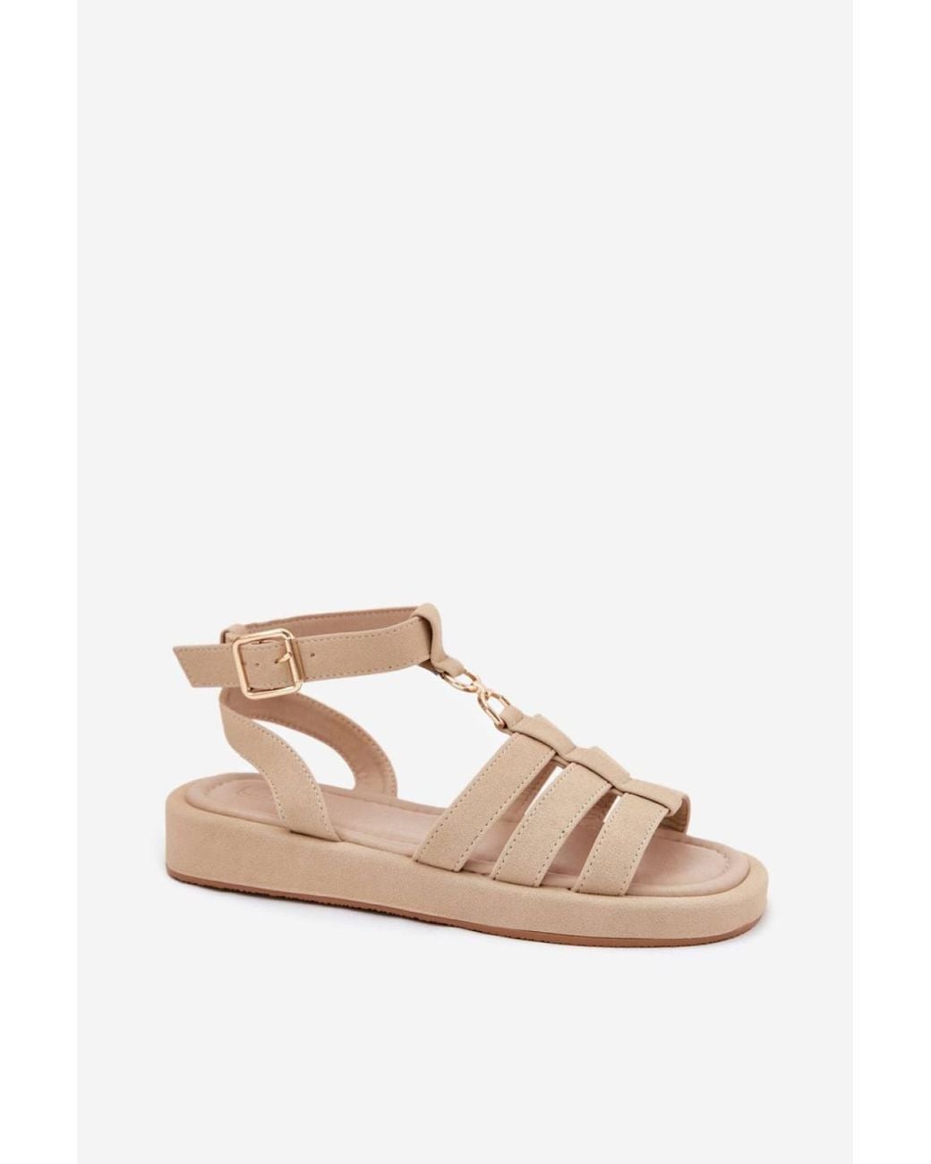 Love Lace Brown Platform Suede Sandals With Adjustable Buckle & Detail