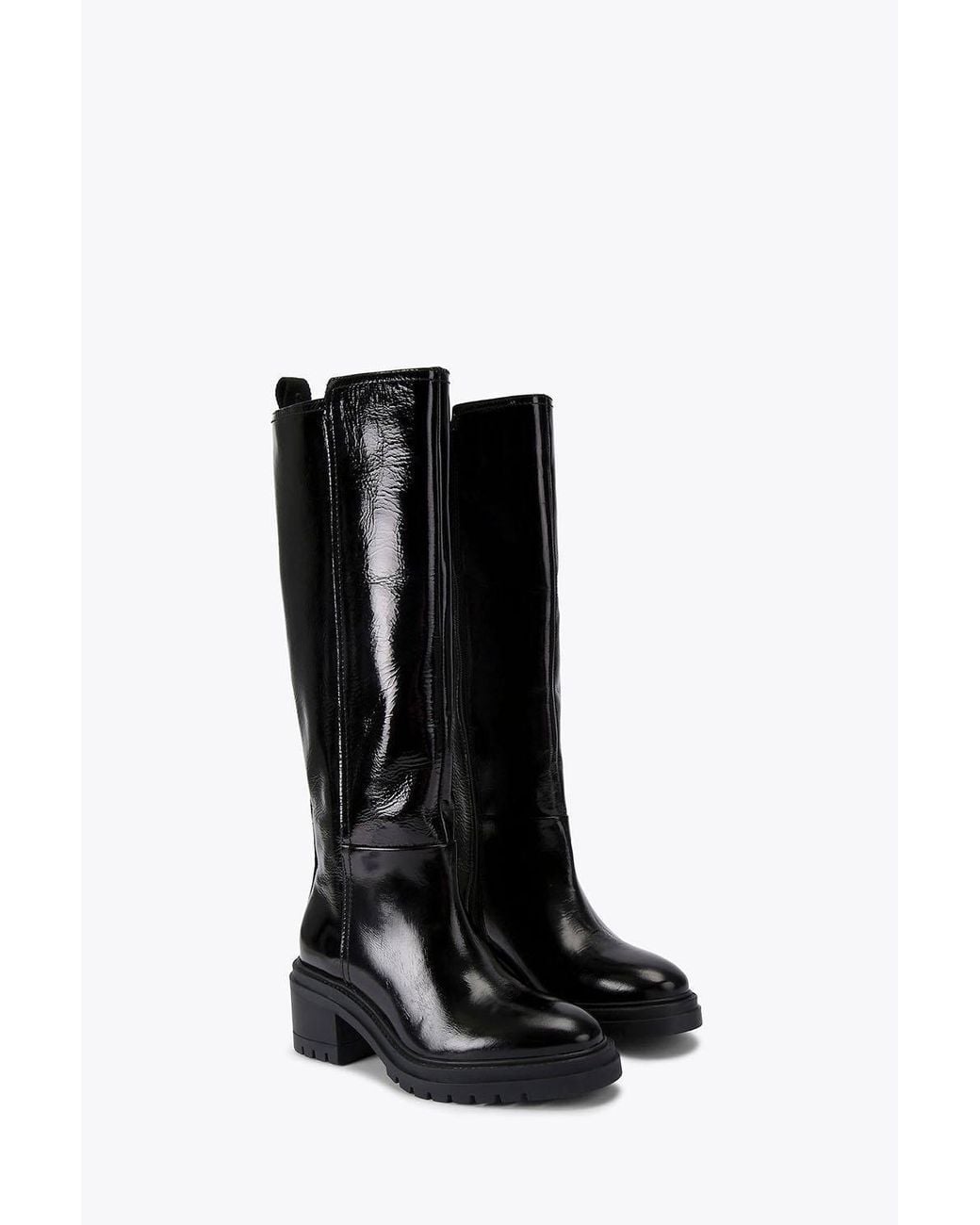 Carvela Kurt Geiger Black 'Champion Knee High' Leather Patent Boots