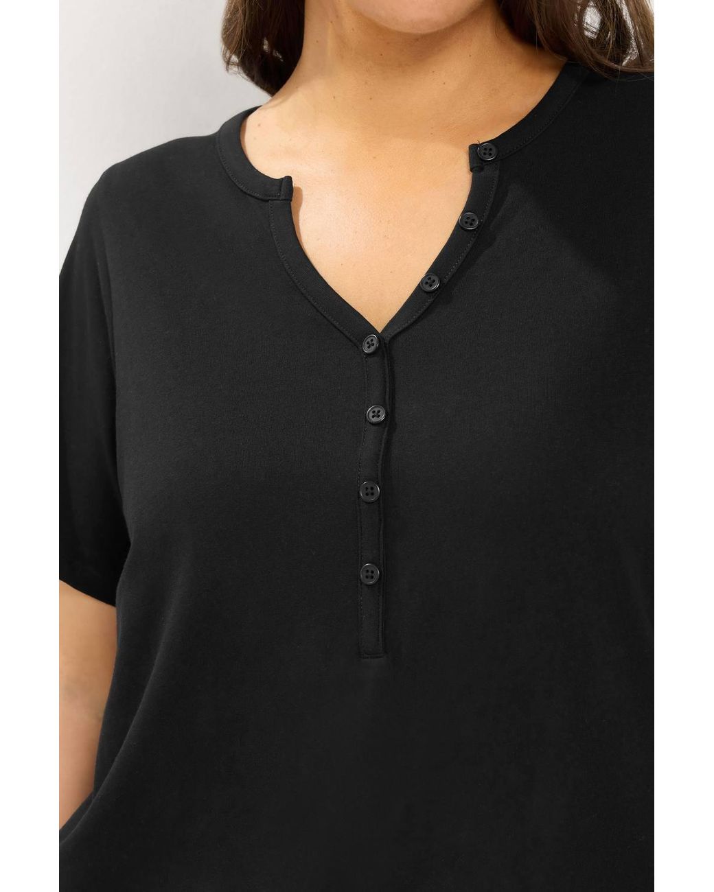 Yours Black Henley T-Shirt