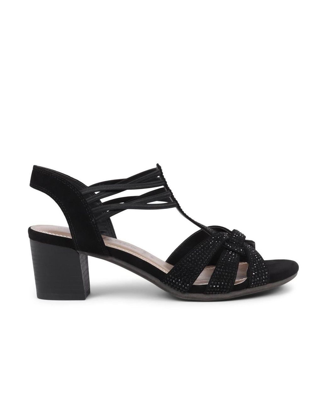 Pavers Black Slip-On Block-Heeled Sandals