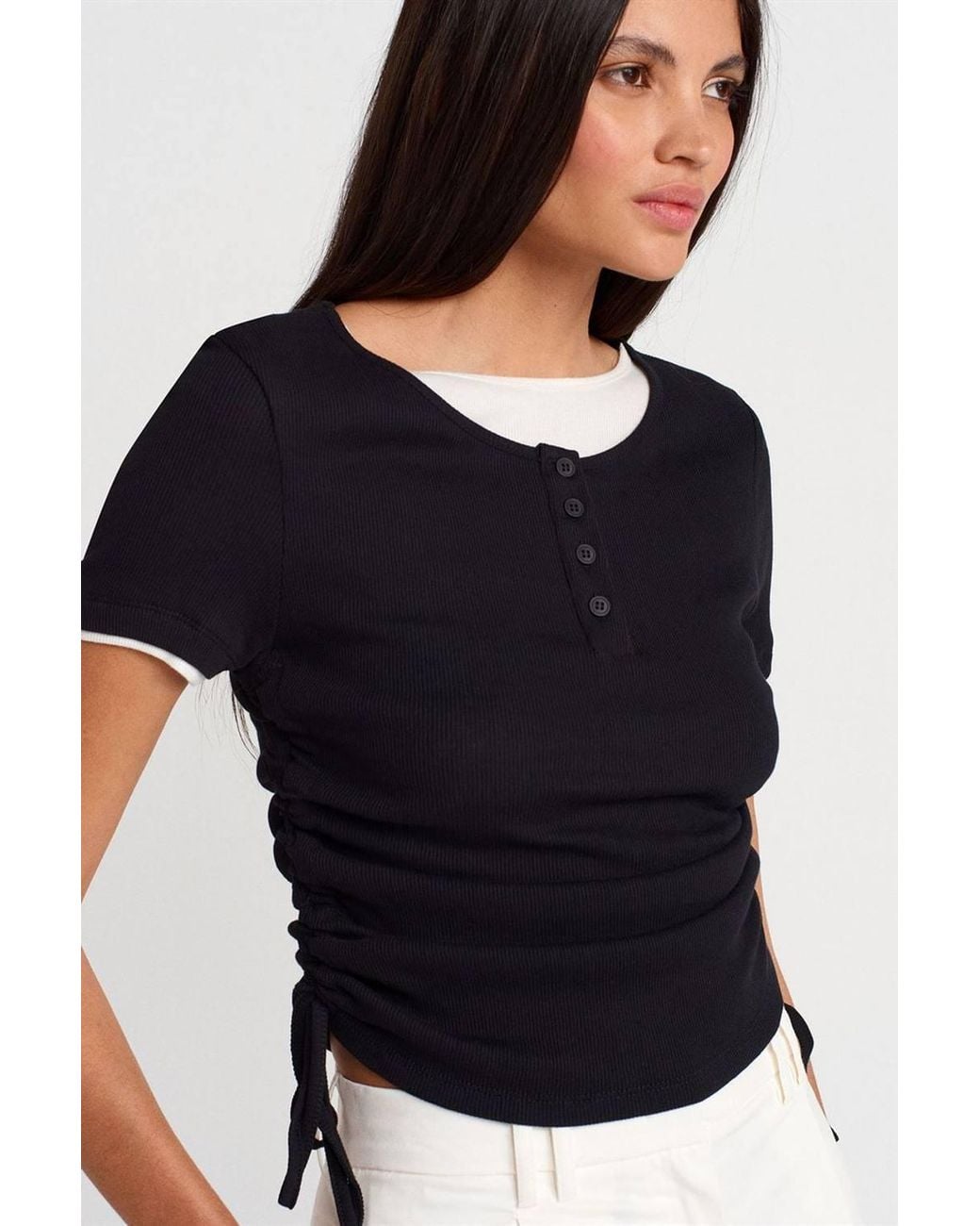 Dilvin Blue Cotton Slim Fit Crew Neck T-Shirt