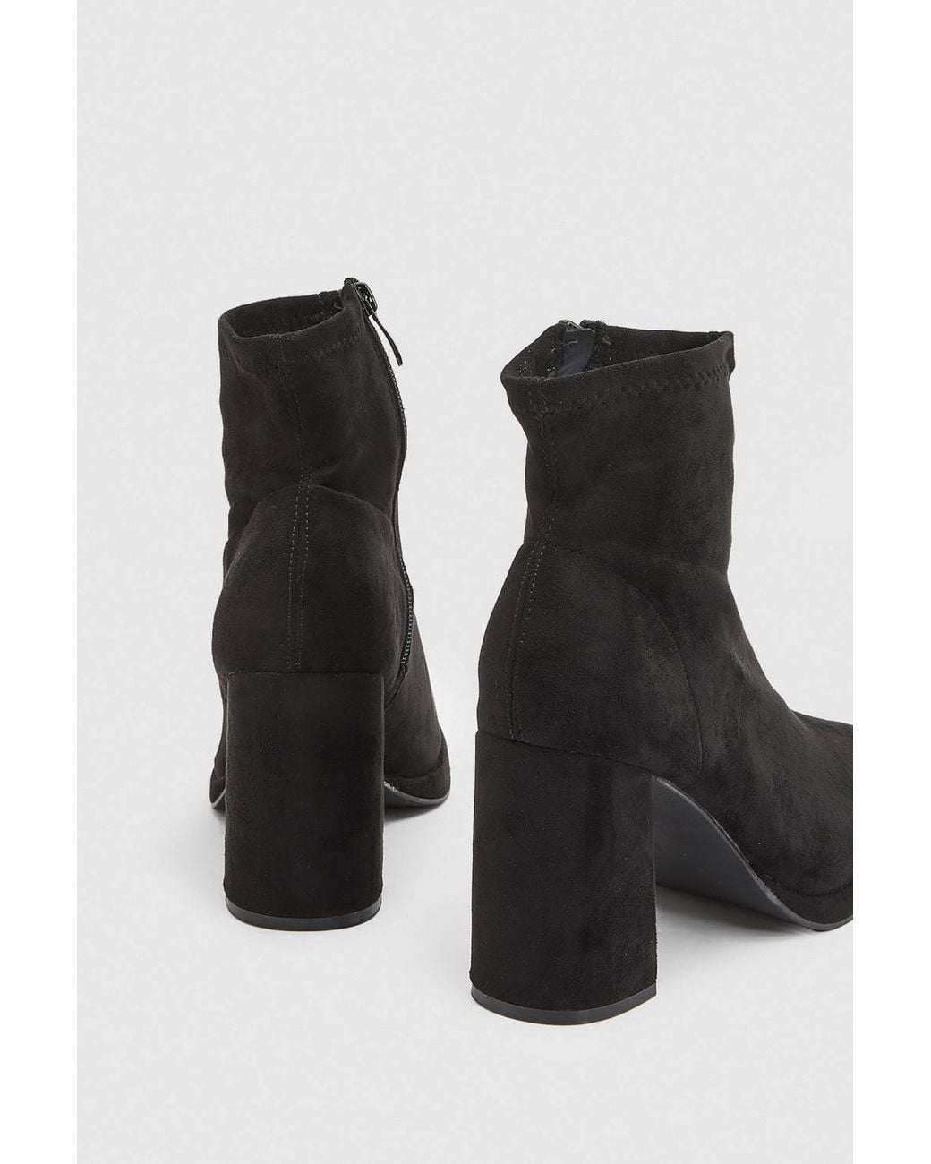 Oasis Black Sienna Faux Suede High Block Heel Ankle Boots