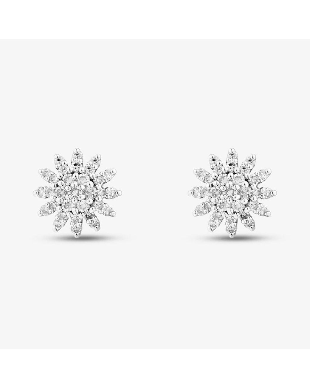 T.H.Baker Metallic 9Ct 0.20Ct Diamond Flower Stud Earrings The48851-20 (Yg)