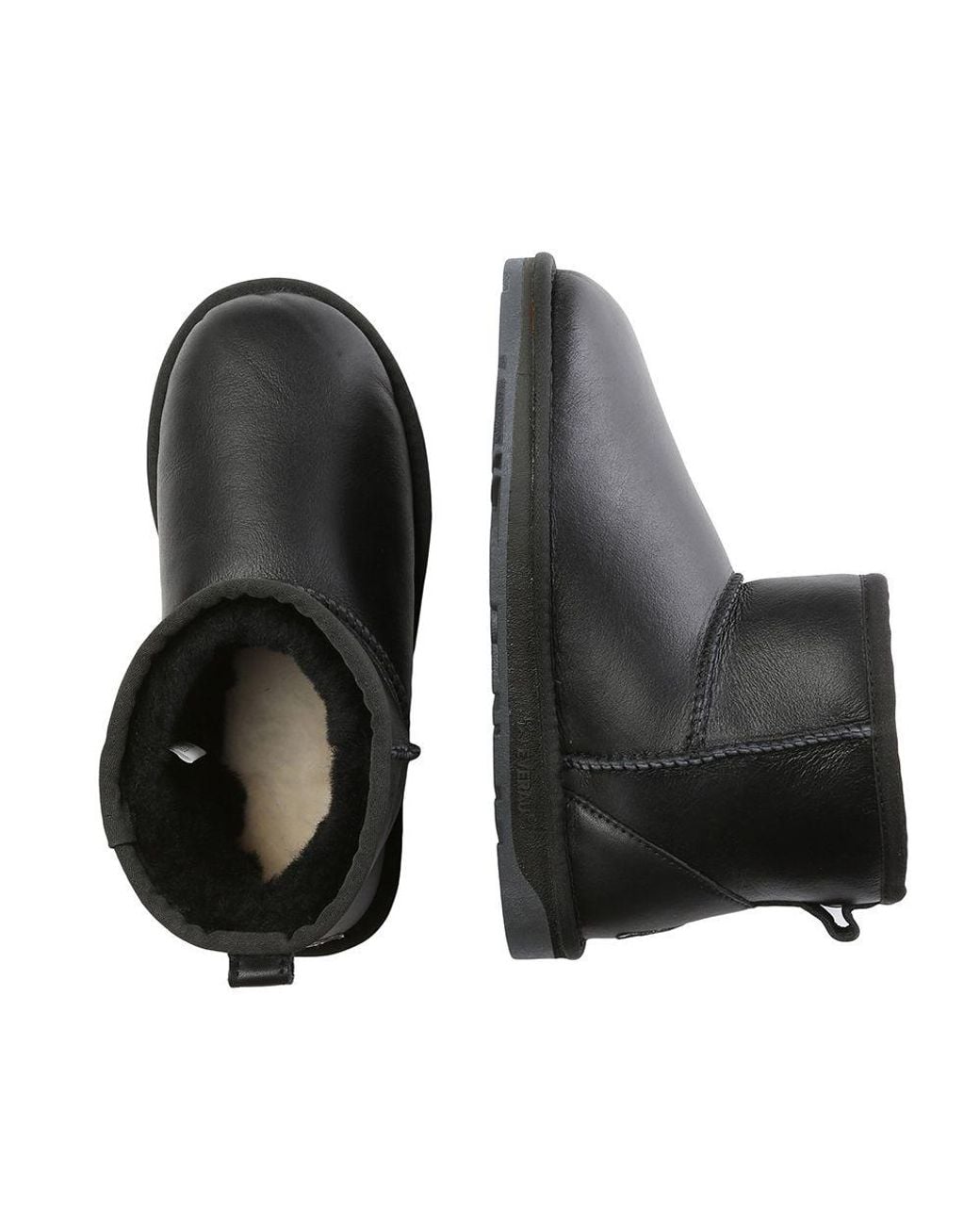 EverAu Australia Black Real Sheepskin Mini Classic Boots With Tpr Sole