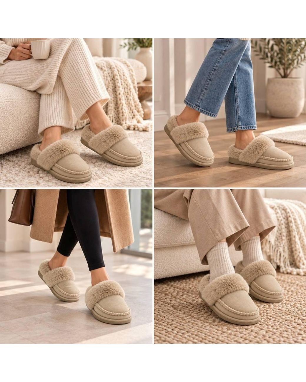LARANGE Natural Gift Box Trim Slip-On Mule Slippers