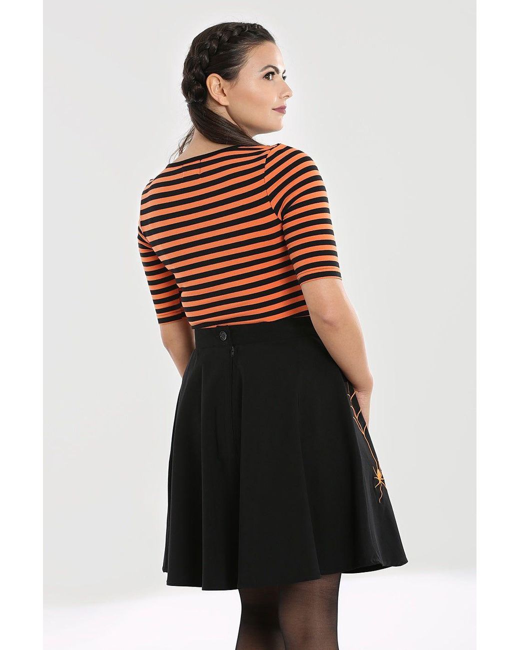 Hell Bunny Black Warlock Stretchy Striped Jersey Top