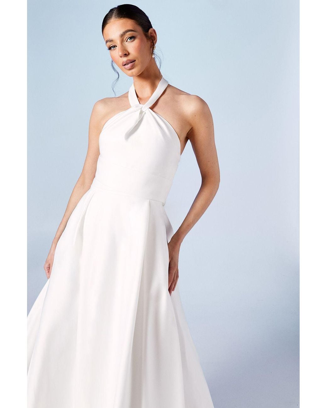 Coast White Structured Satin Halterneck Bow Back Wedding Dress