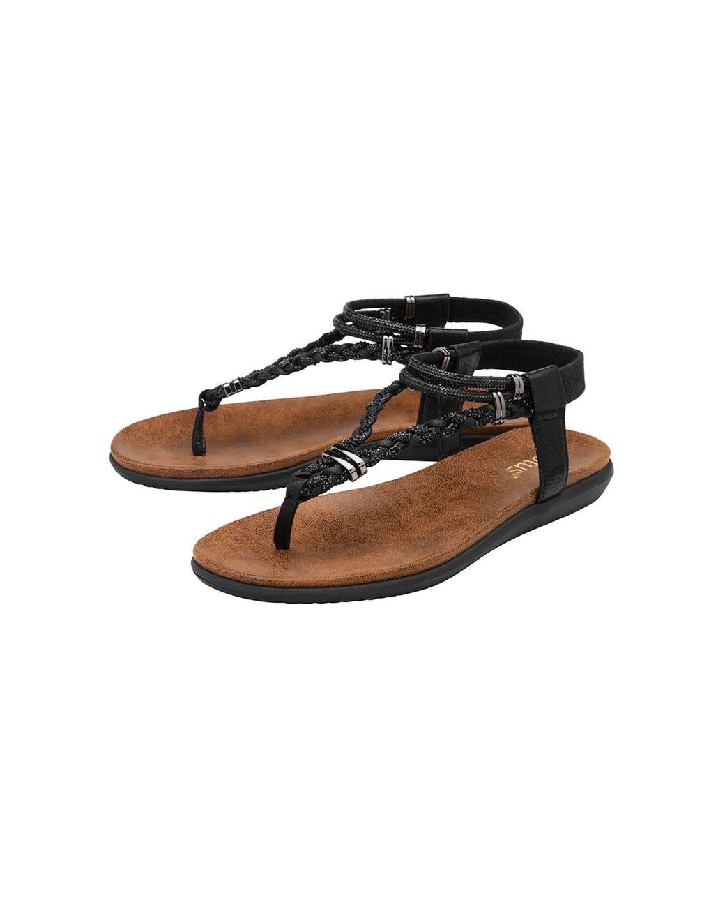 Lotus Black 'Sol' Flat Toe-Post Sandals
