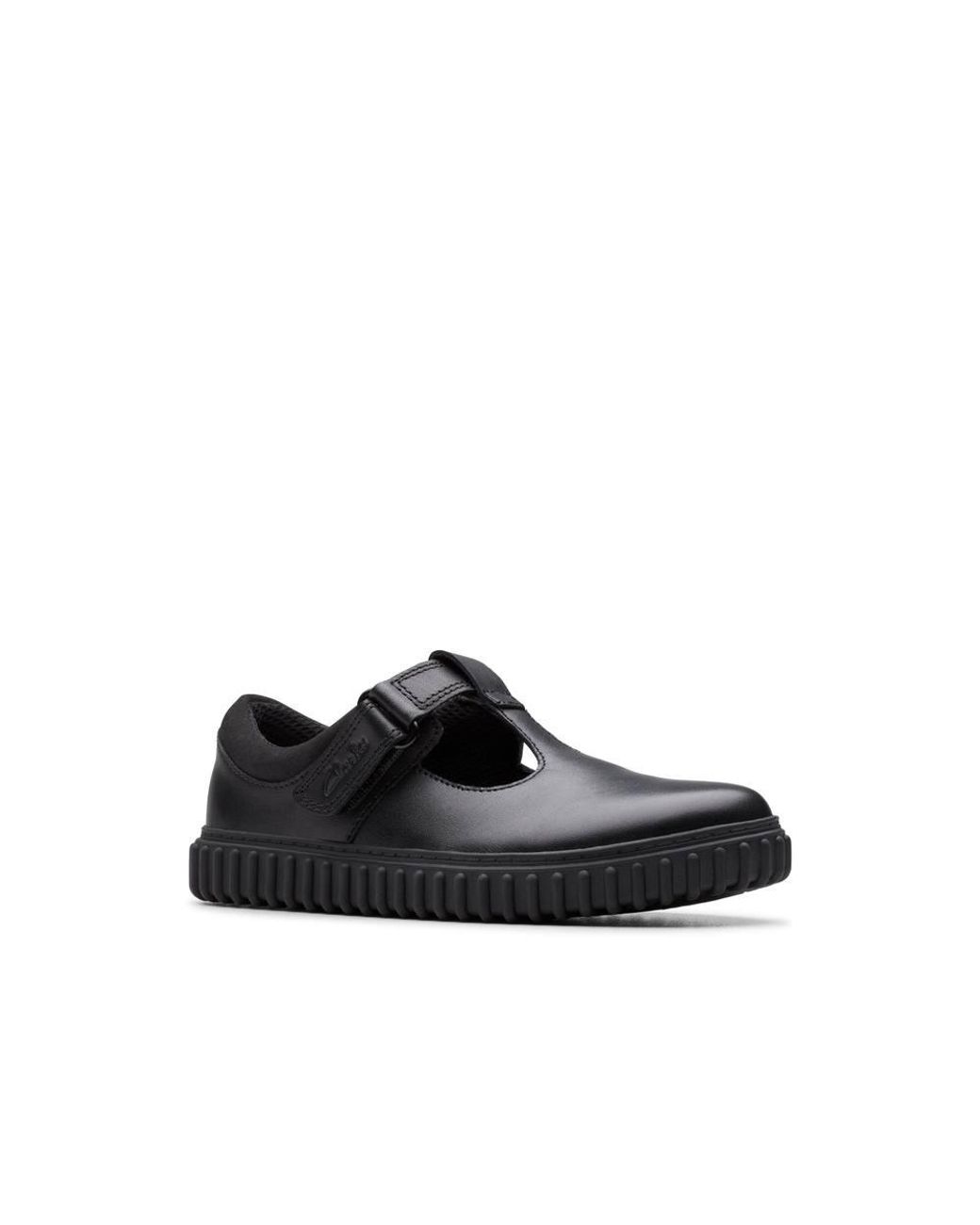 Clarks Black Cove Hope Kid Leather T Bar Shoes