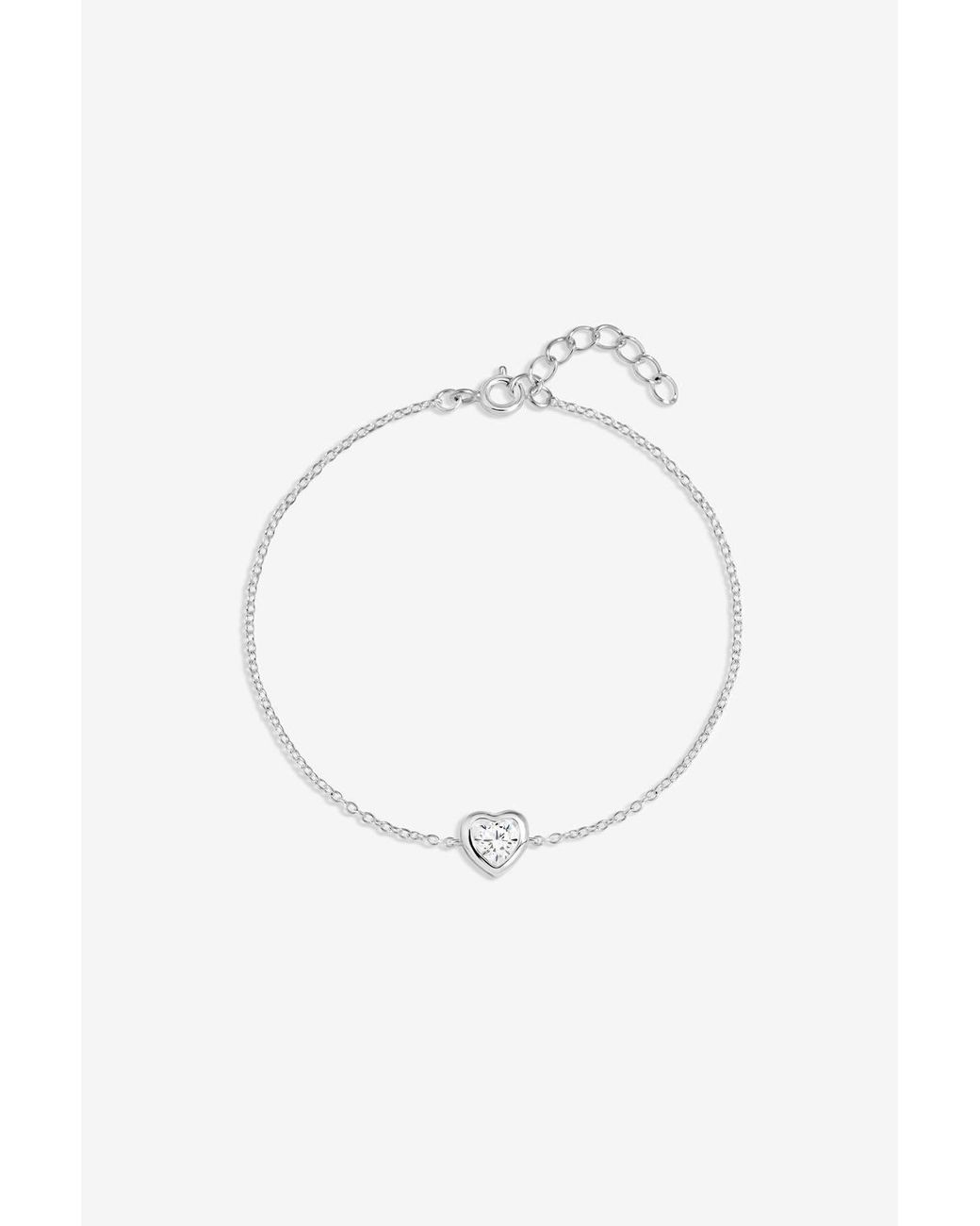 Simply Silver White Sterling Plated Bezel Heart Bracelet