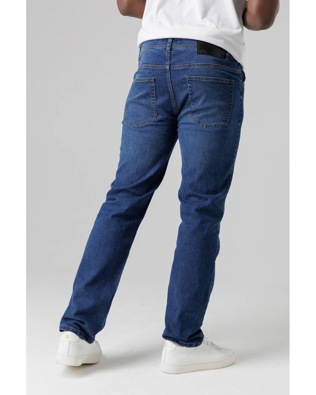 Tokyo Laundry Blue Straight Fit Cotton Blend Jeans for men