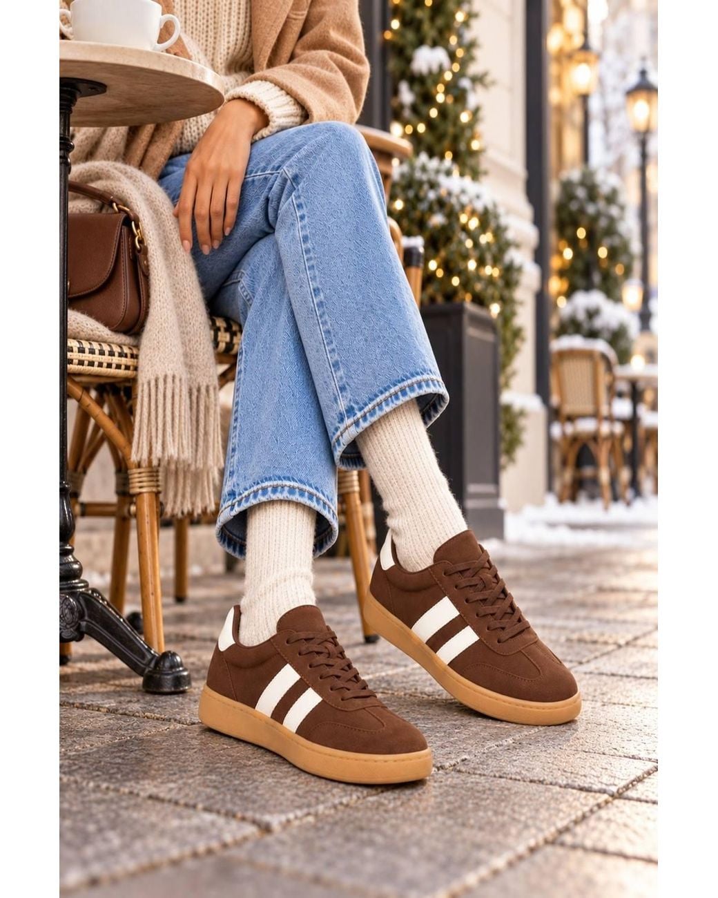 LARANGE Blue Suede Lace-Up Casual Trainers