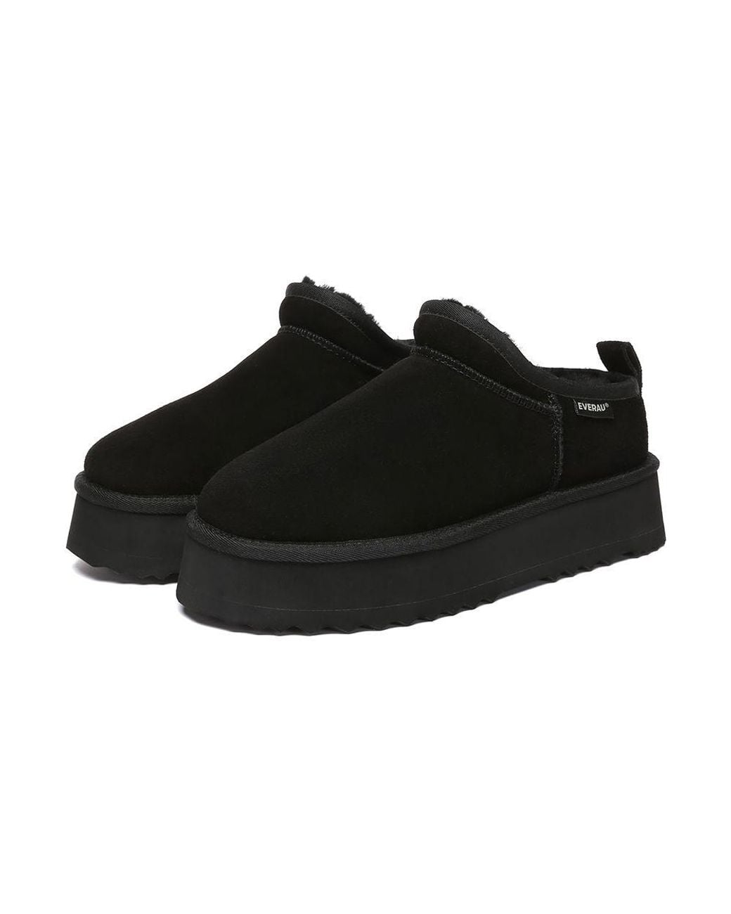 EverAu Australia Black Real Sheepskin Partridge Classic Ultra Mini Platform Boots With Eva Sole