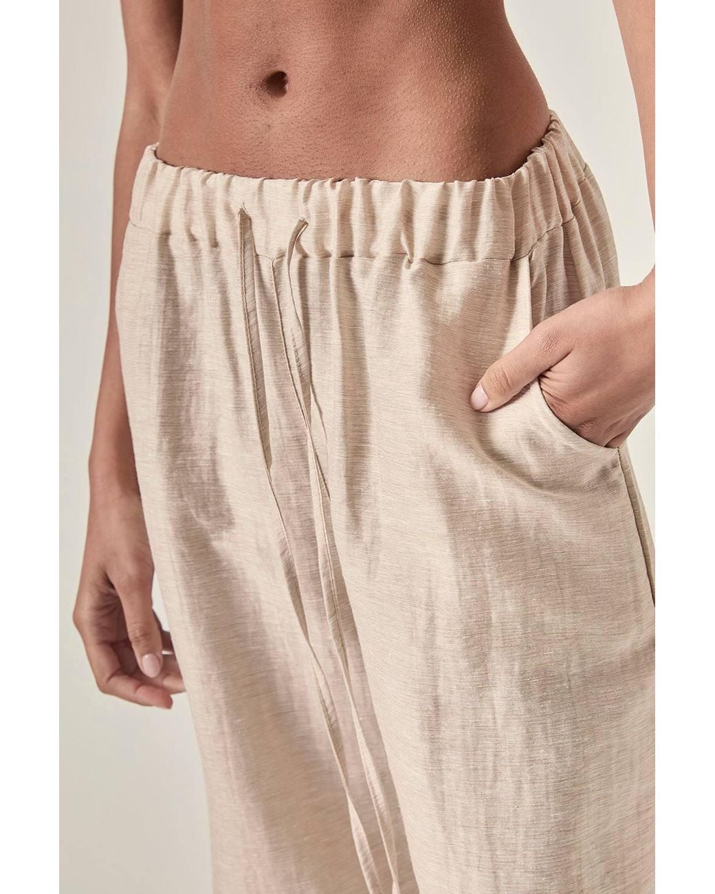 James Lakeland Natural Linen Blend Drawstring Trousers
