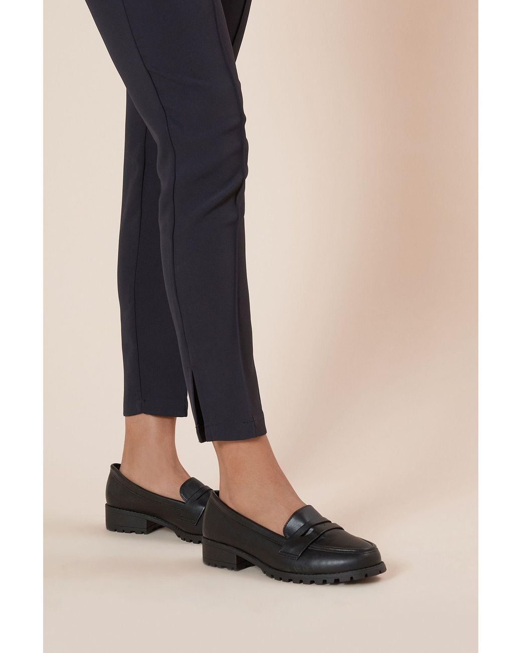 Dorothy Perkins Black Wide Fit Leoni Chunky Loafers