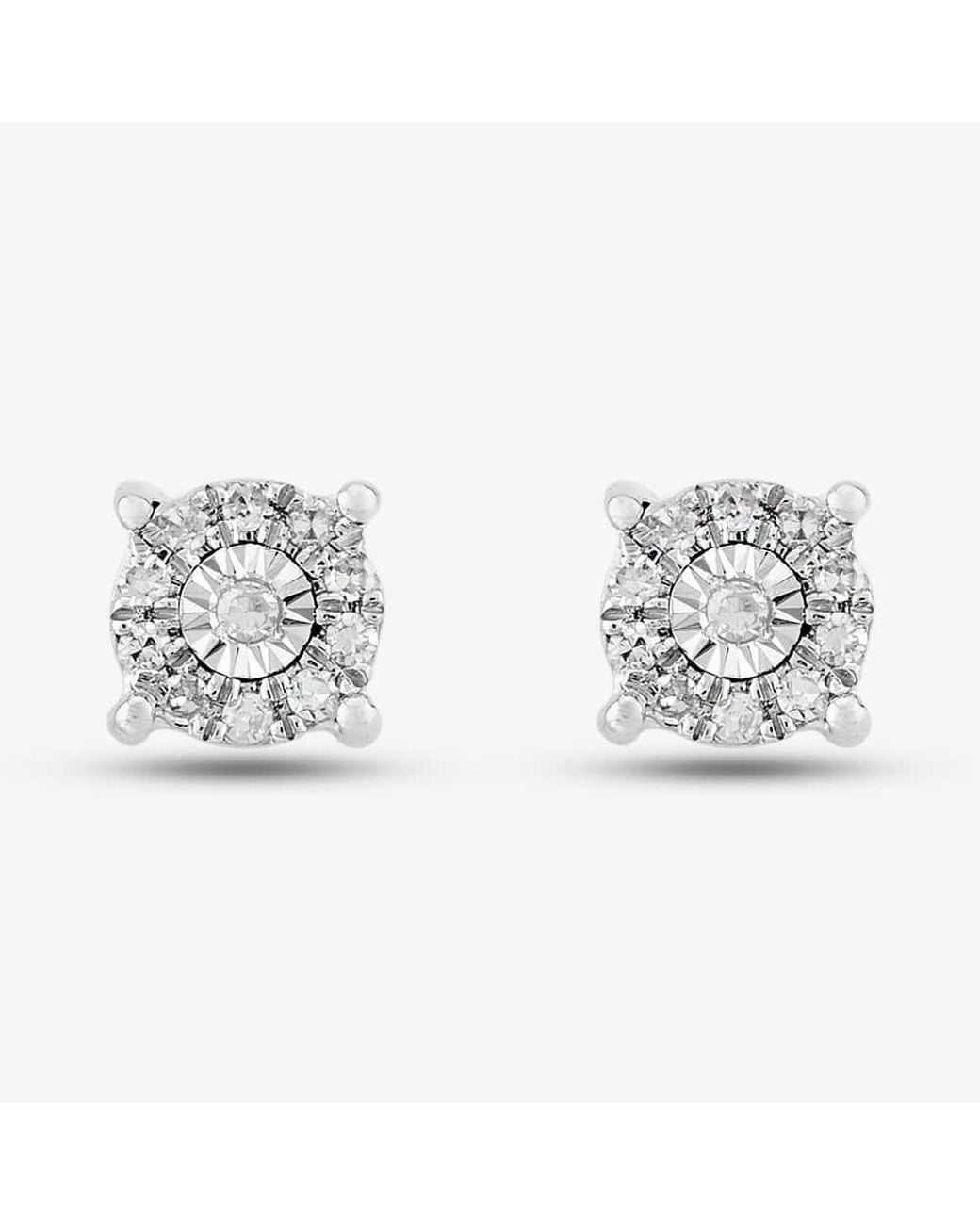 T.H.Baker White 9Ct 0.10Ct Diamond Cluster Jewellery Set Th0121745
