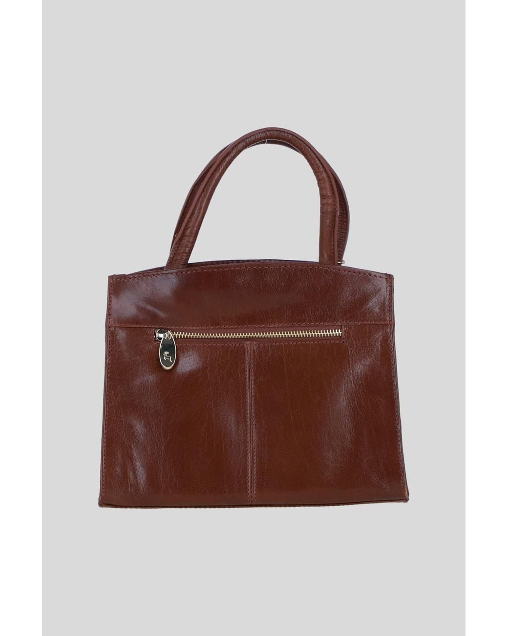 Ashwood Leather Brown Genuine Leather Structured Handbag With Detachable Crossbody Strap