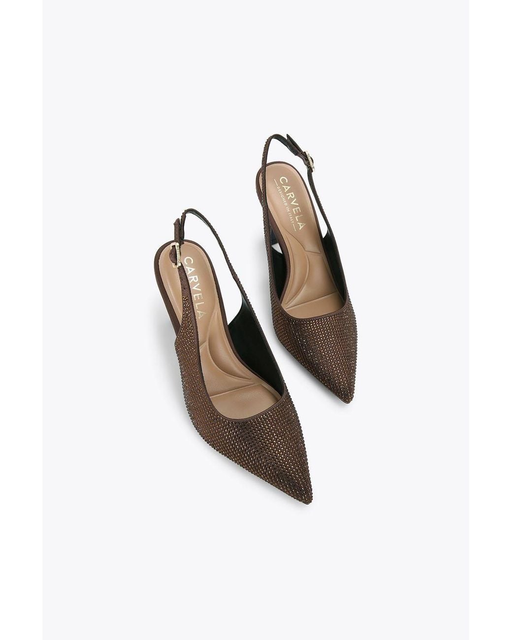 Carvela Kurt Geiger White 'Corletta Sling Jewel' Fabric Heels