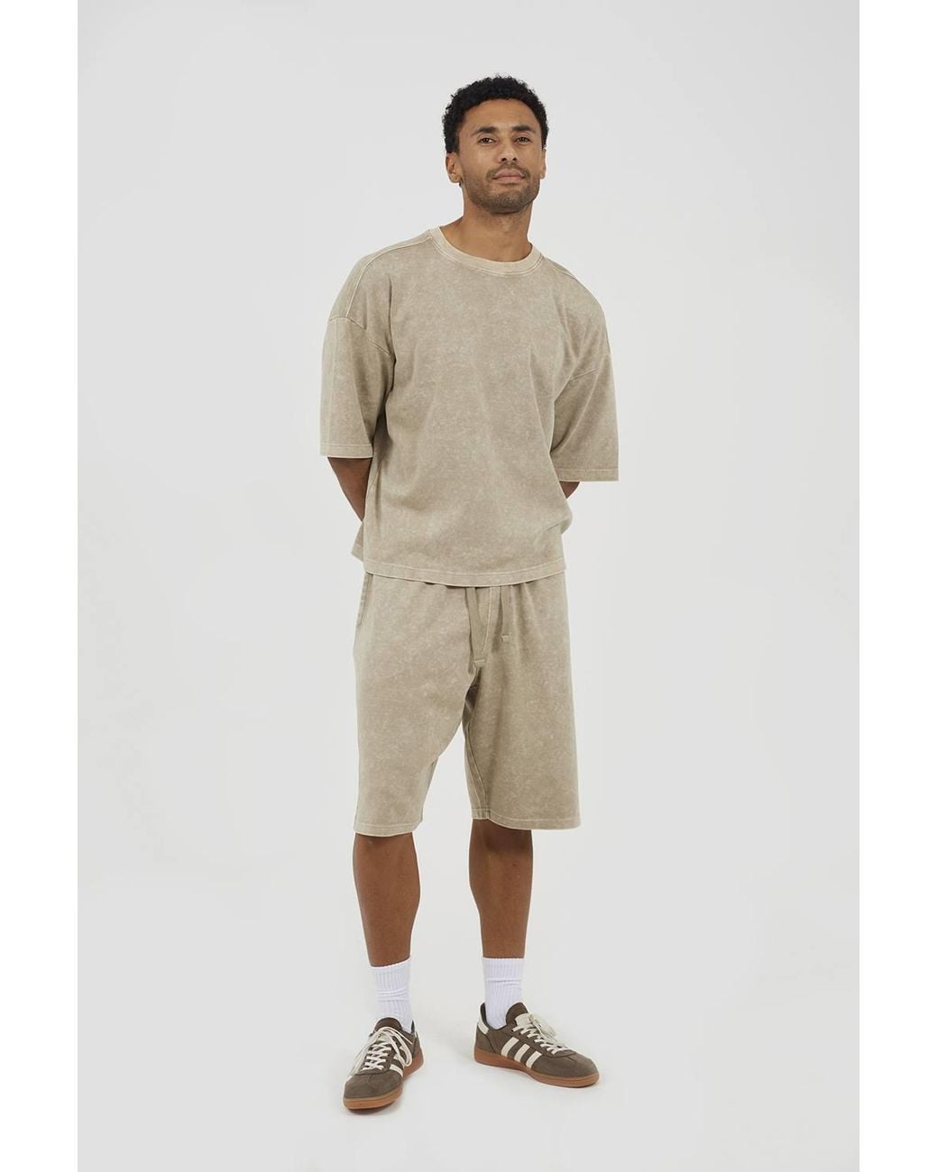 Brave Soul Natural Oversized T-Shirt & Shorts Set for men
