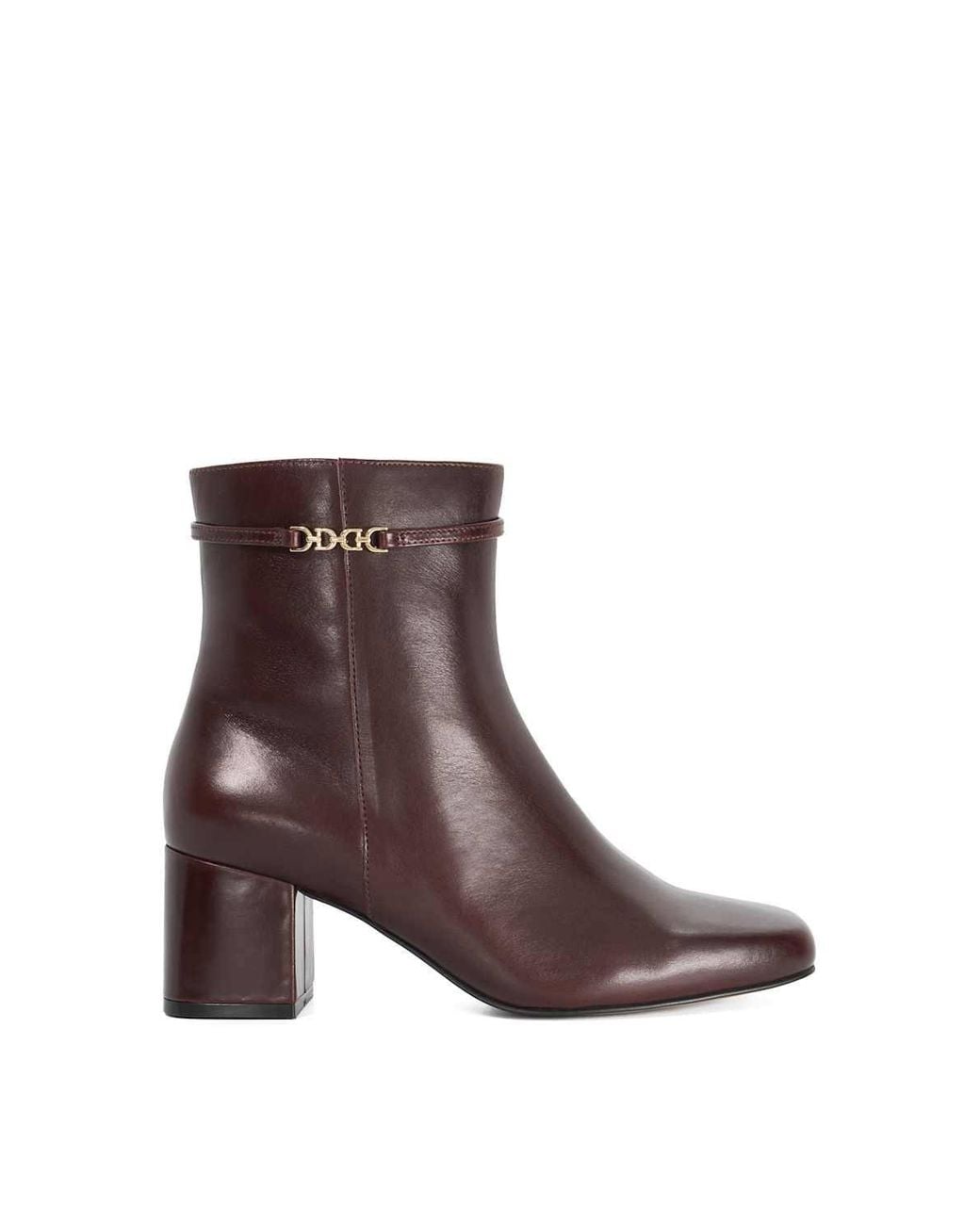 Dune Brown Wide Fit 'Oaklee' Leather Ankle Boots