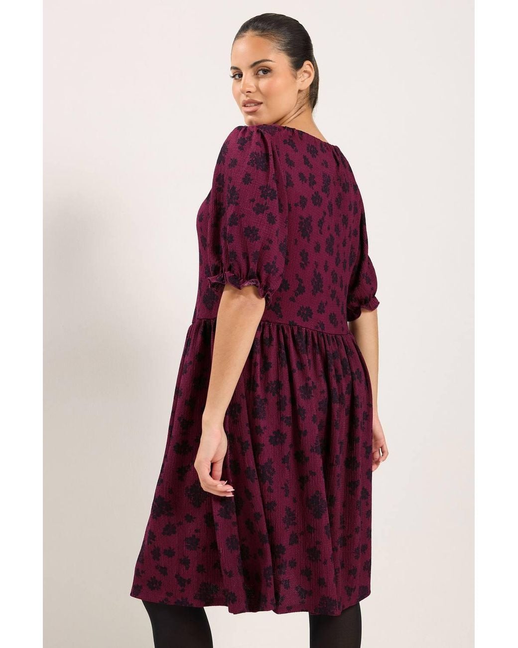 Yours Red Floral Tie Neck Mini Dress