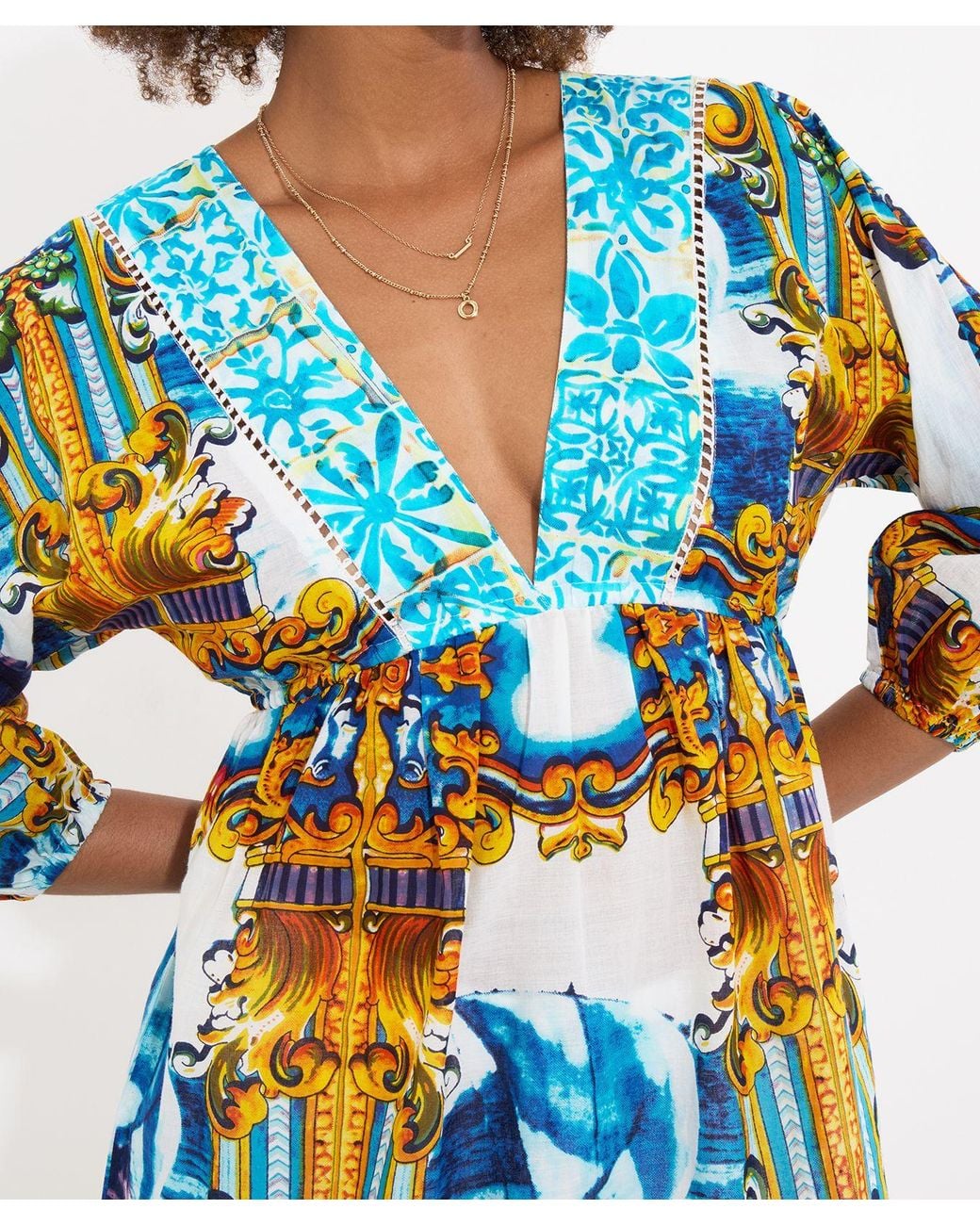 Joe Browns Blue Ship Print Pom-Pom Trim Tunic