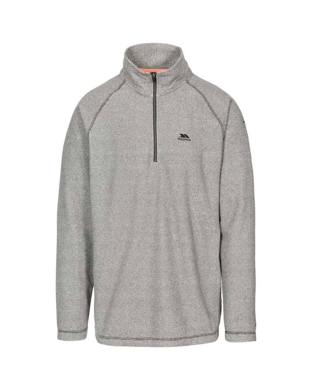 Trespass Gray Keynote Anti Pilling 1 4 Zip Fleece Top for men