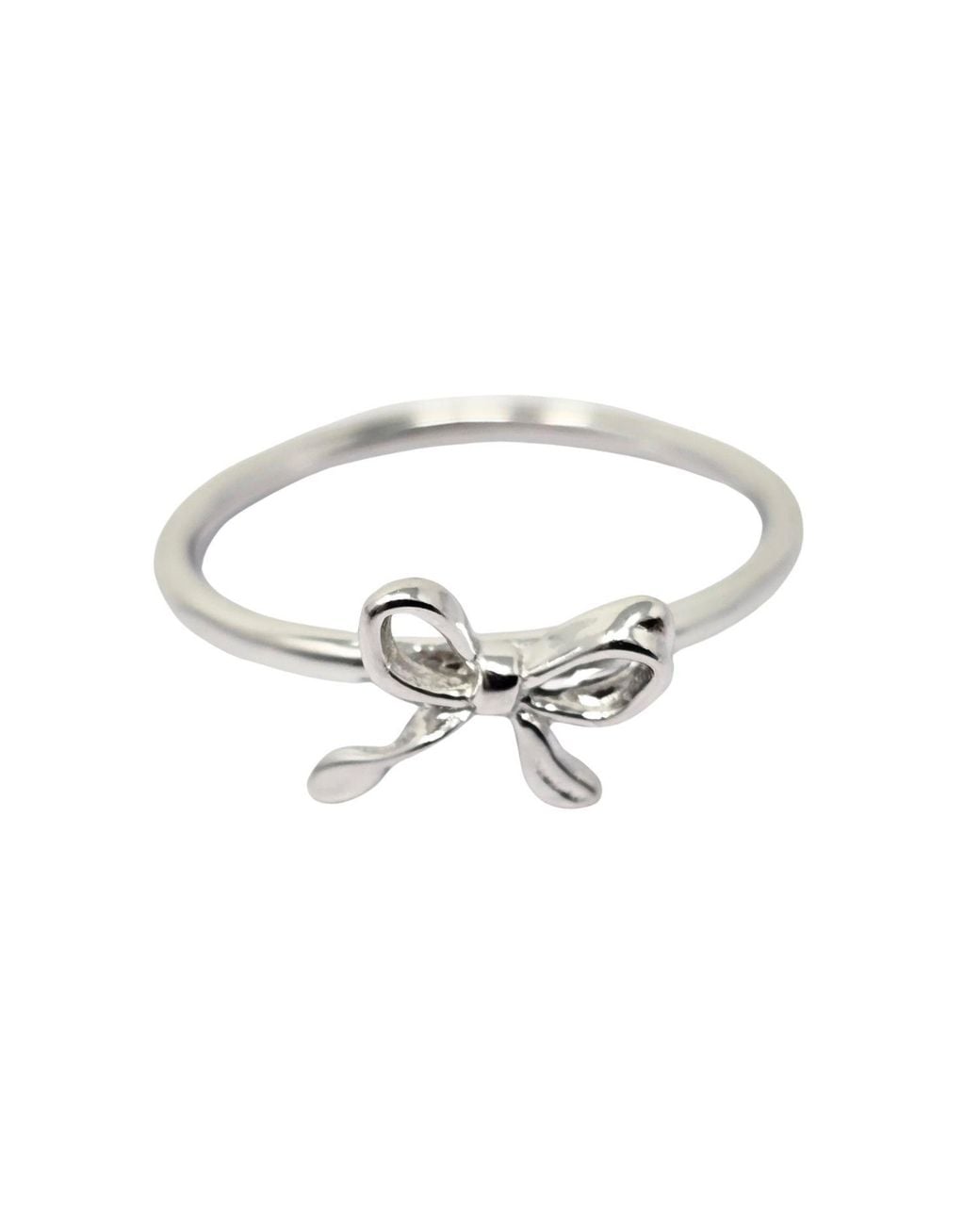Harfi Metallic Bow Tie Bowknot Thin Sterling Stacking Ring