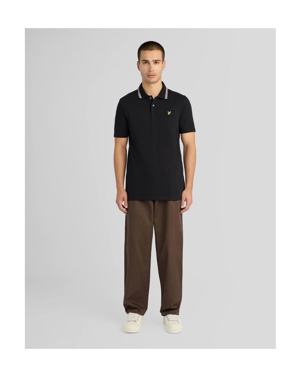 Lyle & Scott Black Track Tipped Polo Shirt Jet for men