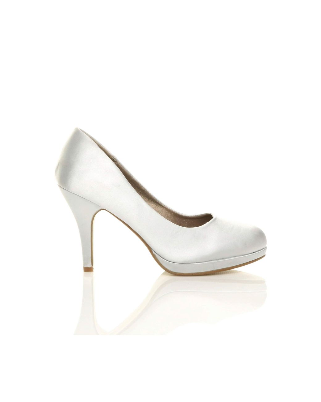 AJVANI White High Heel Wedding Bridal Court Shoes